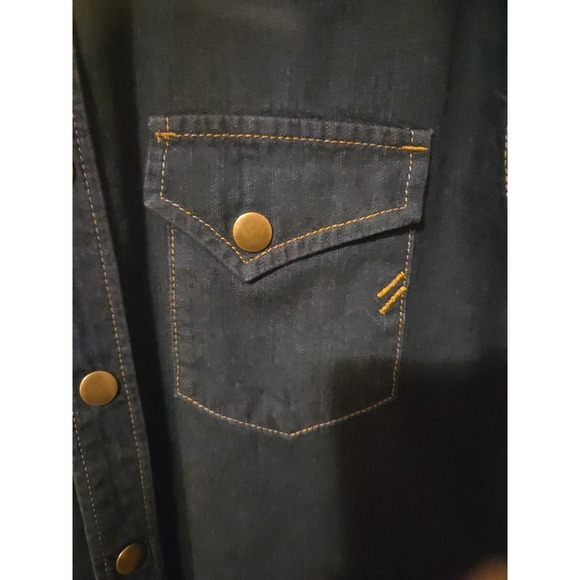 Billy Reid Shoals Denim Shirt Men Indigo Blue Cotton Snap Size Small - Picture 2 of 8